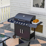 6+1 Gas Bbq Grill, Trolley, Wheels | Black