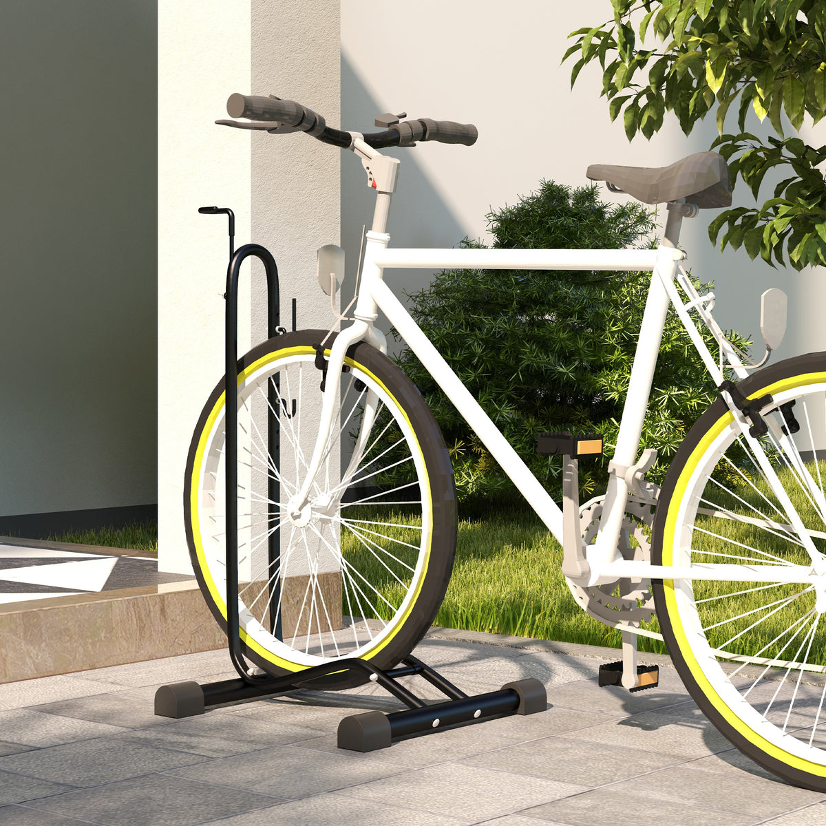 SPORTNOW Vertical & Horizontal Bike Rack, Black