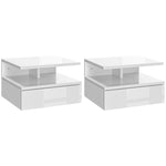 Nightstand Set Of 2, Wall Mounted Bedside Cabinet | Set-of-2 | Antique White