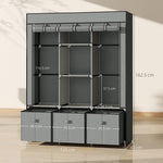 Portable Wardrobe W/ 5 Shelves 3 Fabric Drawers And 2 Hanging Rails