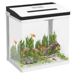 Aquarium 13/28l Glass Fish Tank W/ Filter, Led Lighting, Water Pump | White