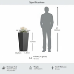 Zinc Galvanised Tall Flared Tapered Square Planter | 30cm x 30cm x 70cm