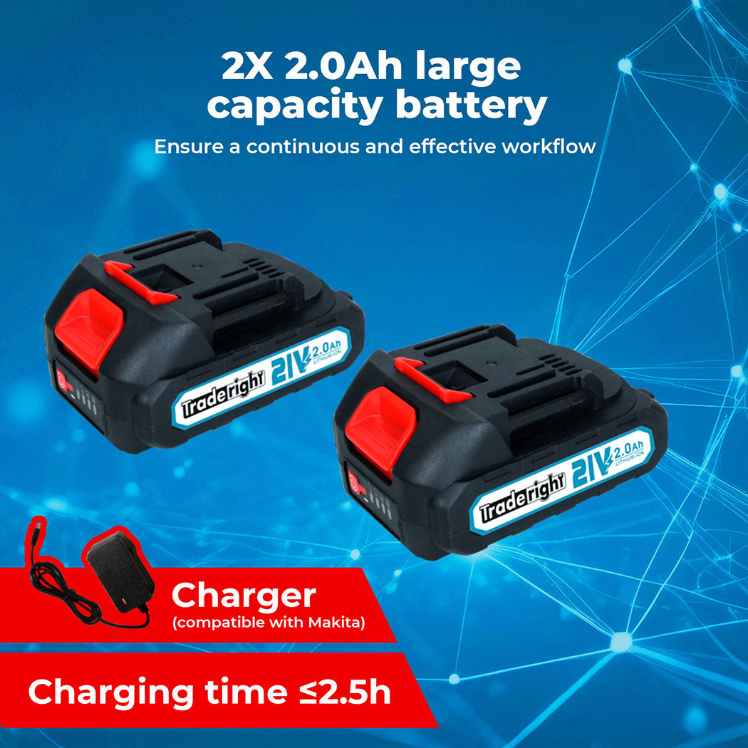 2 Battery 21v Cordless Drill Combi Driver Electric Screwdriver Set | Blue