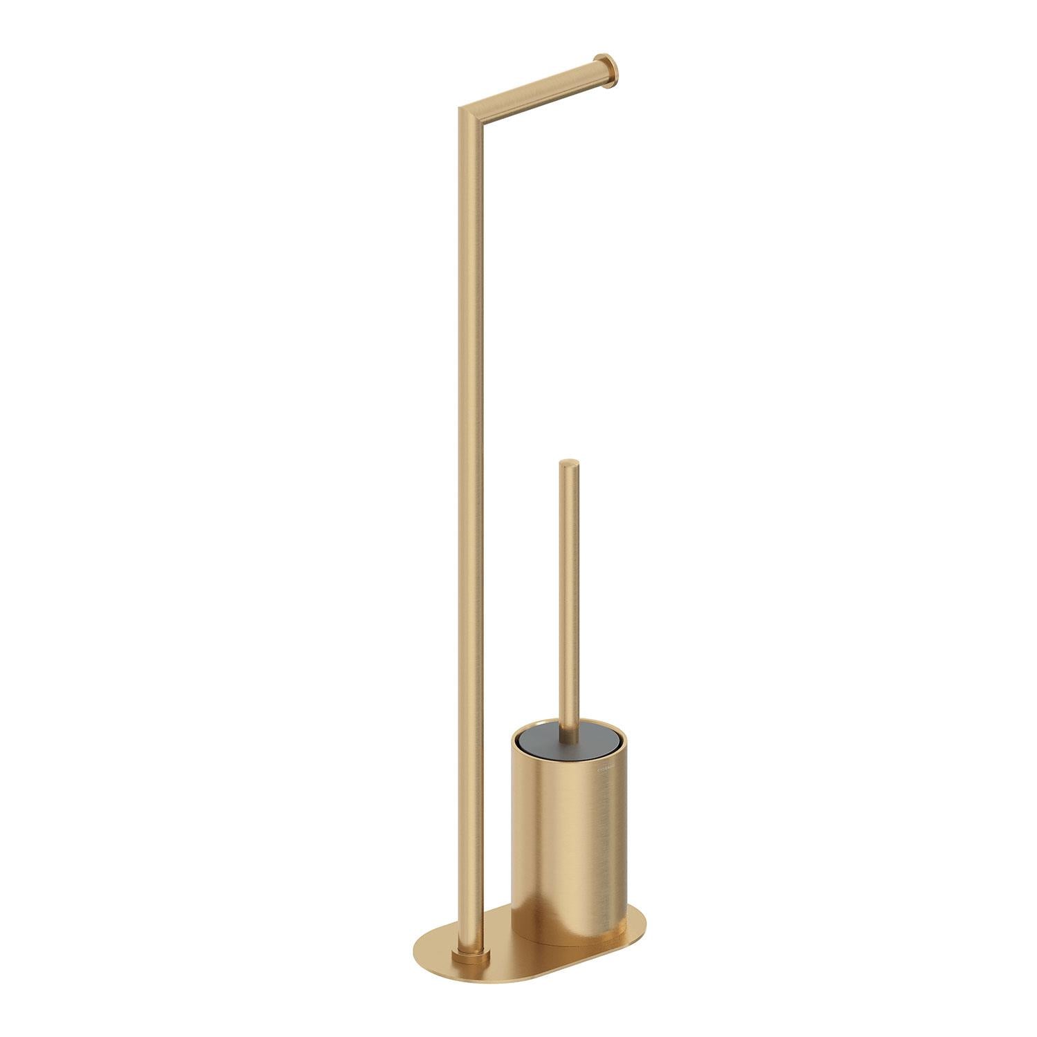Paper Holder With Toilet Brush, Brushed Gold Pvd, Architect S+ Collection