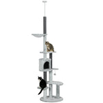 255cm Floor To Ceiling Cat Tree With Scratching Posts, Hammock, House