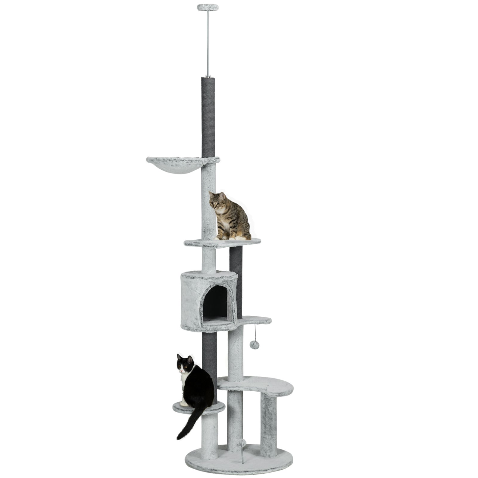 255cm Floor To Ceiling Cat Tree With Scratching Posts, Hammock, House