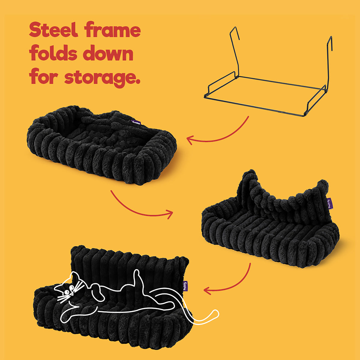 Petlicity Padded Cat Radiator Bed With Striped Faux Fur Cover