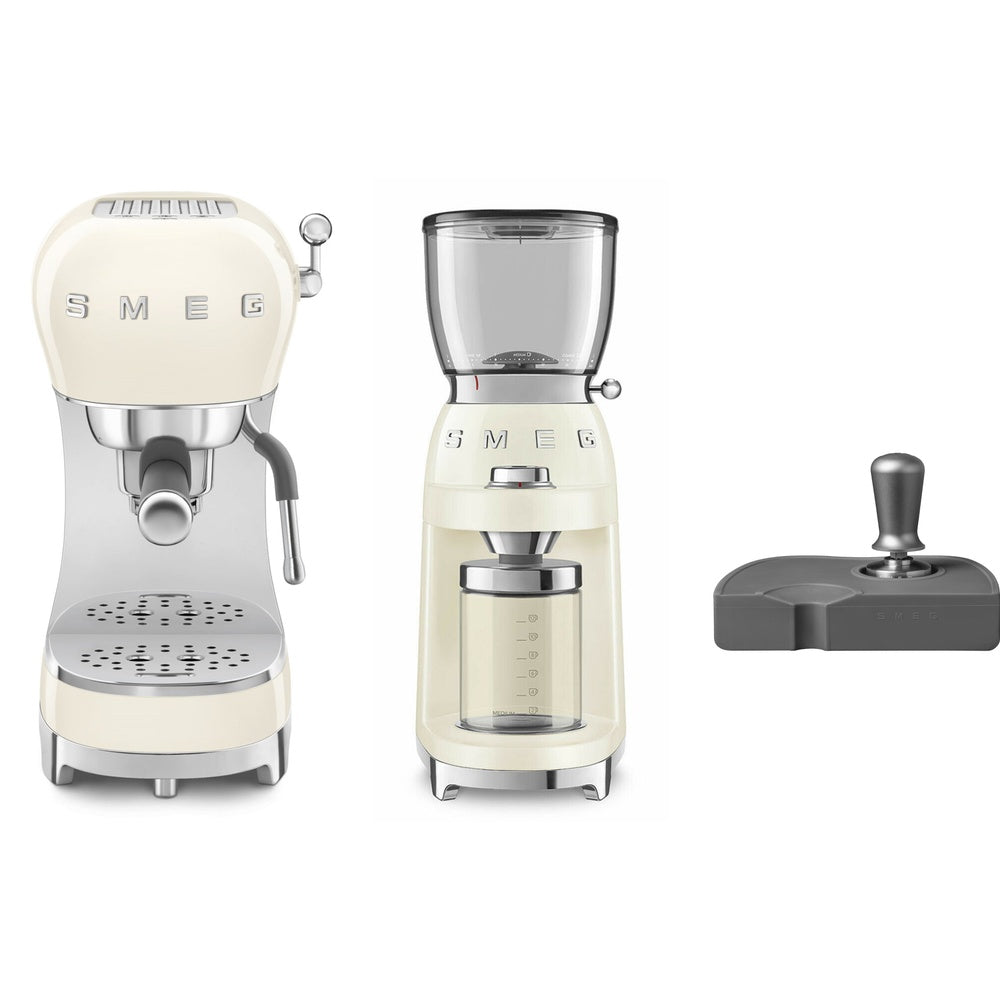 Ecf02, Cgf11, Ects01 Coffee Machine, Grinder & Tamping Set | Cream