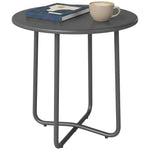 Metal Garden Side Table, 48 Cm Round Outdoor Table | Grey