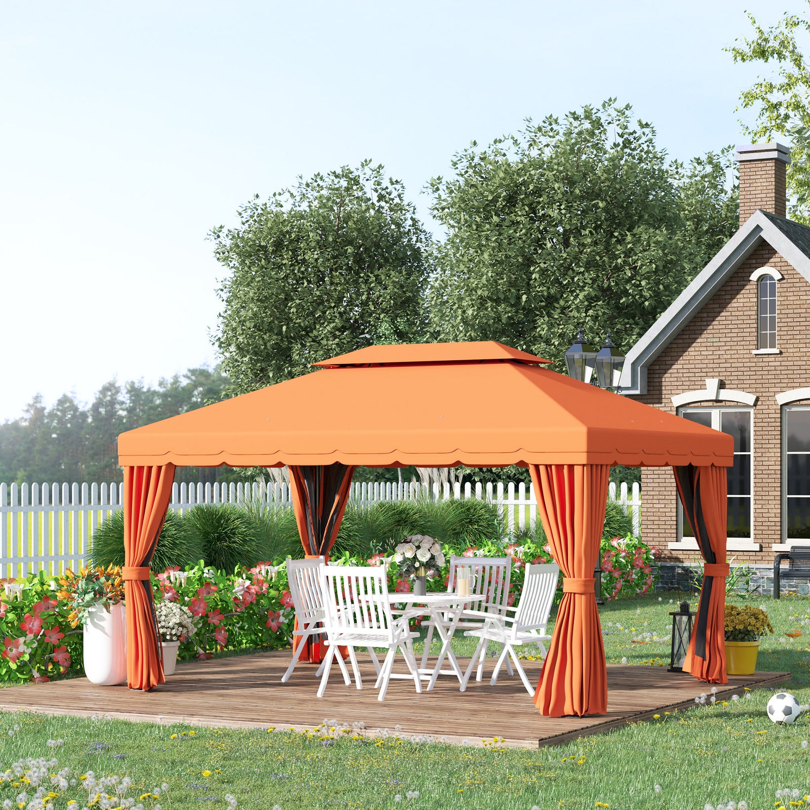 3m X 3.6m Aluminium Gazebo Canopy Patio Marquee Party Tent | Orange
