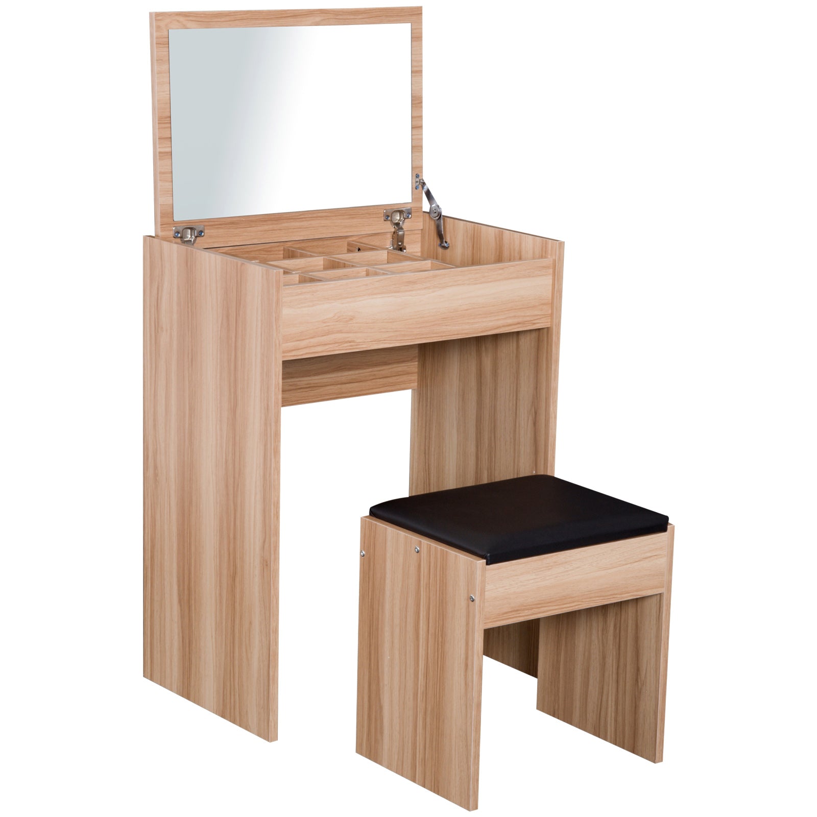 Dressing Table Set Cushioned Stool Flip-up Mirror Chipboard | One Size | Natura