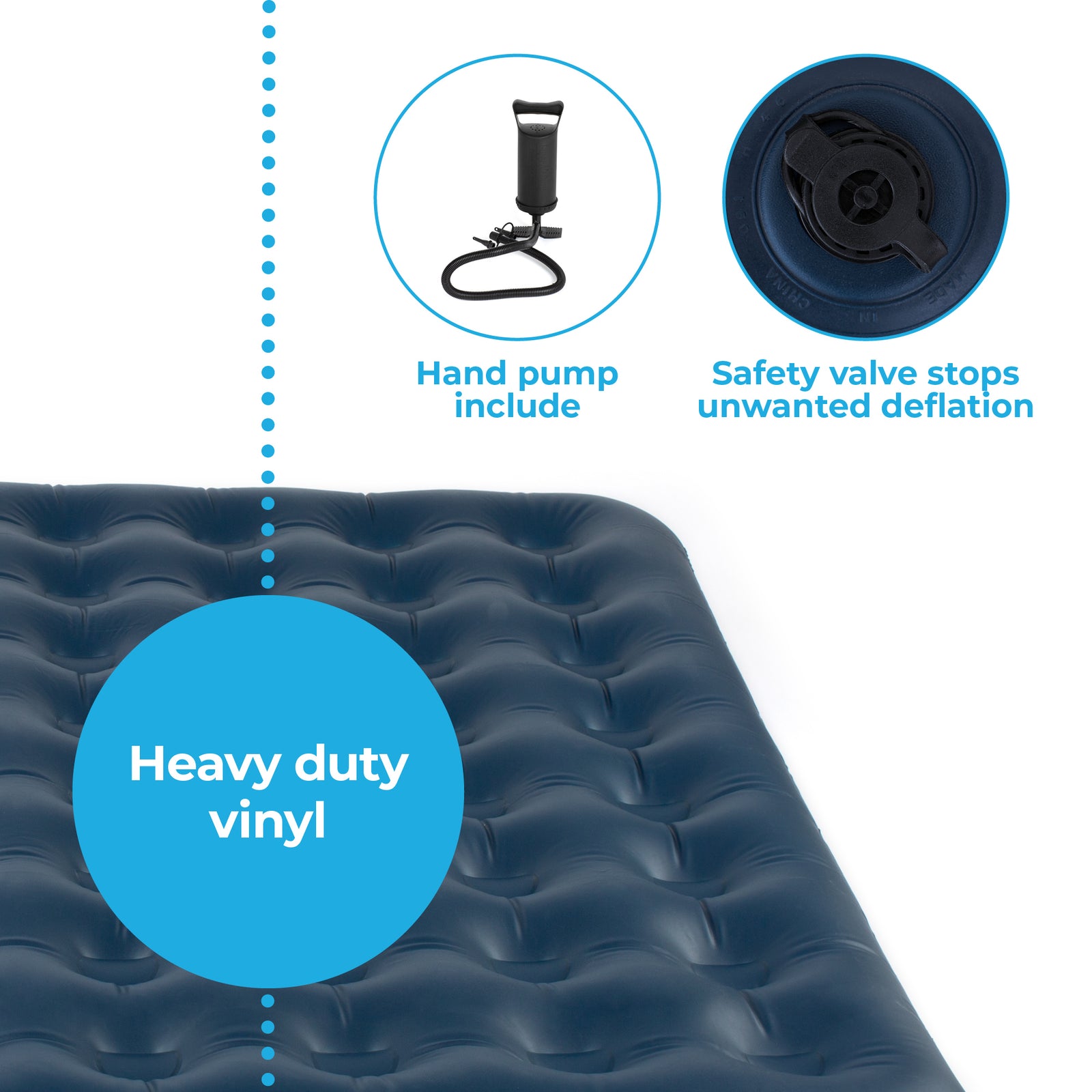 Air Bed With Pillows & Hand Pump