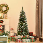 5/6ft Artificial Christmas Tree Xmas Decor With Pinecone | 5ft | Green