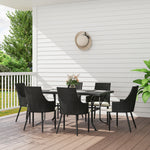 6 Seater Rattan Dining Set, Rectangle Slatted Table | Cream