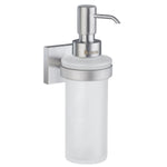 Frosted Glass 200ml Soap Dispenser With Square Wall Mount | Brushed Chrome