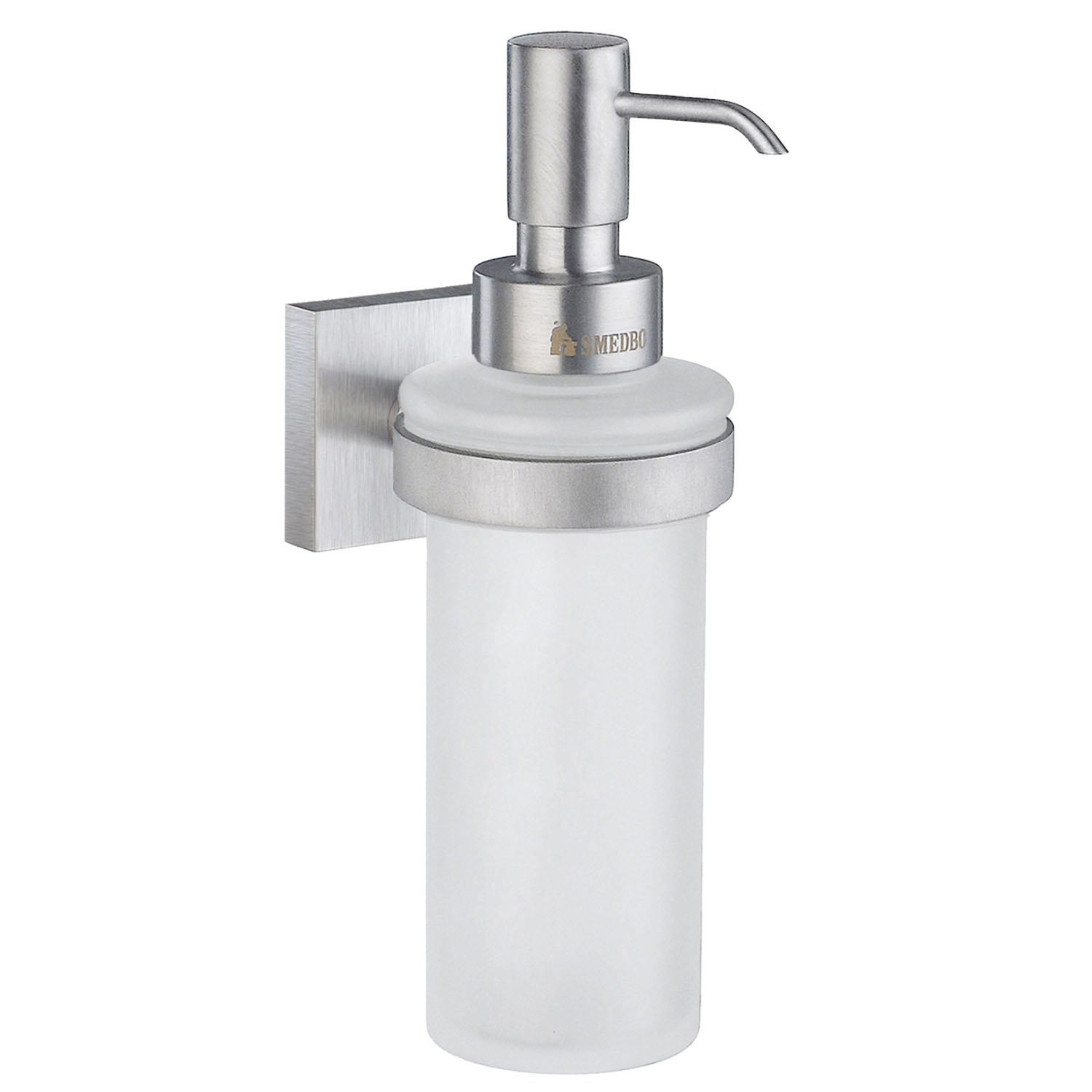 Frosted Glass 200ml Soap Dispenser With Square Wall Mount | Brushed Chrome