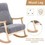 Minimalist Solid Wood Rocking Chair With Tufted Backrest – Ergonomic Design For Comfort And Relaxation | Grey