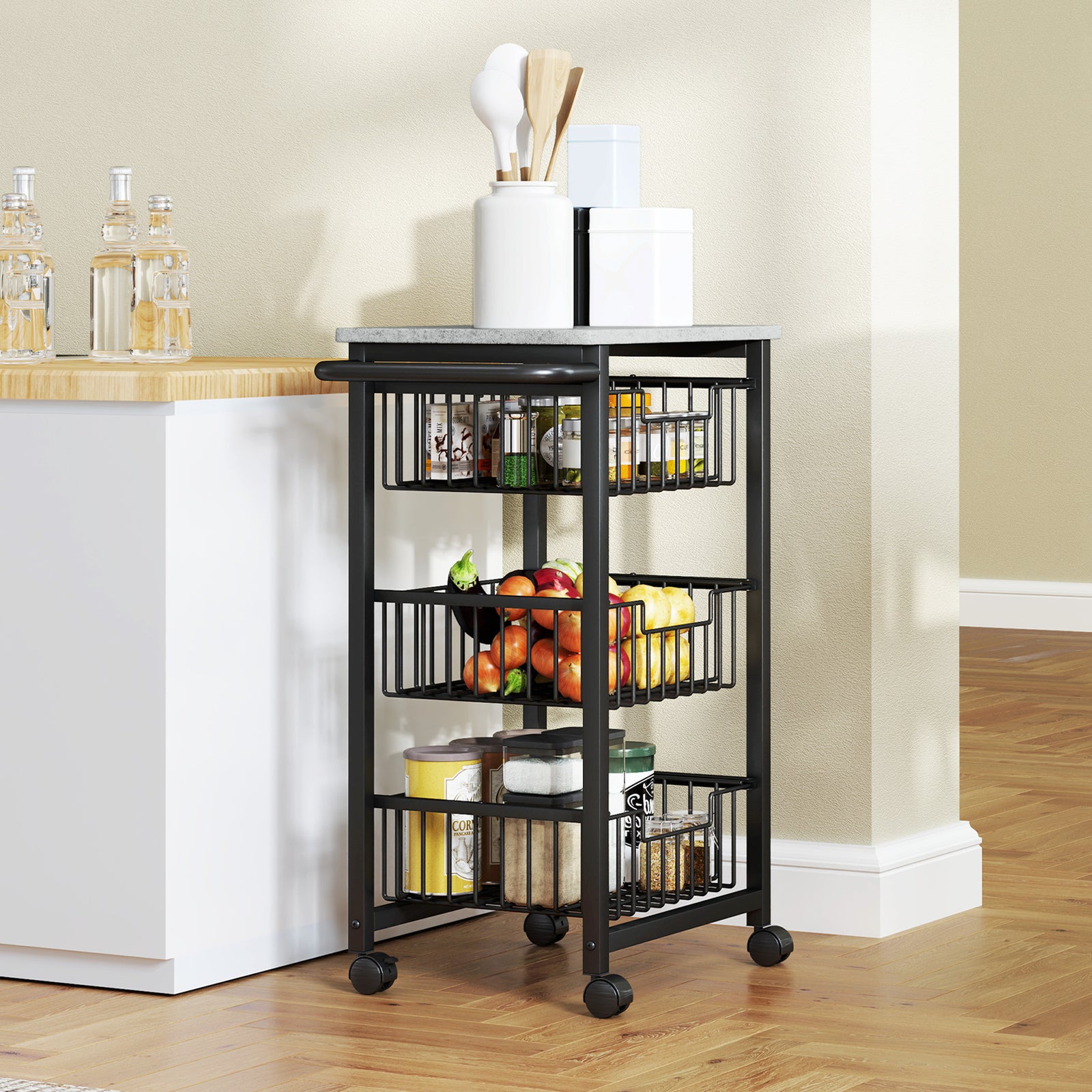 3-tier Kitchen Island, Baskets