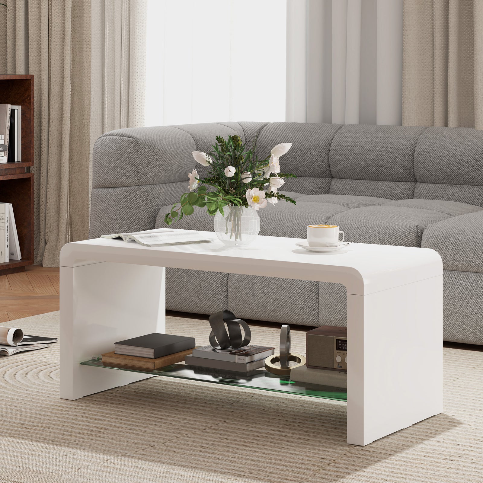 High Gloss Storage Coffee Table, Centre Table Living Room