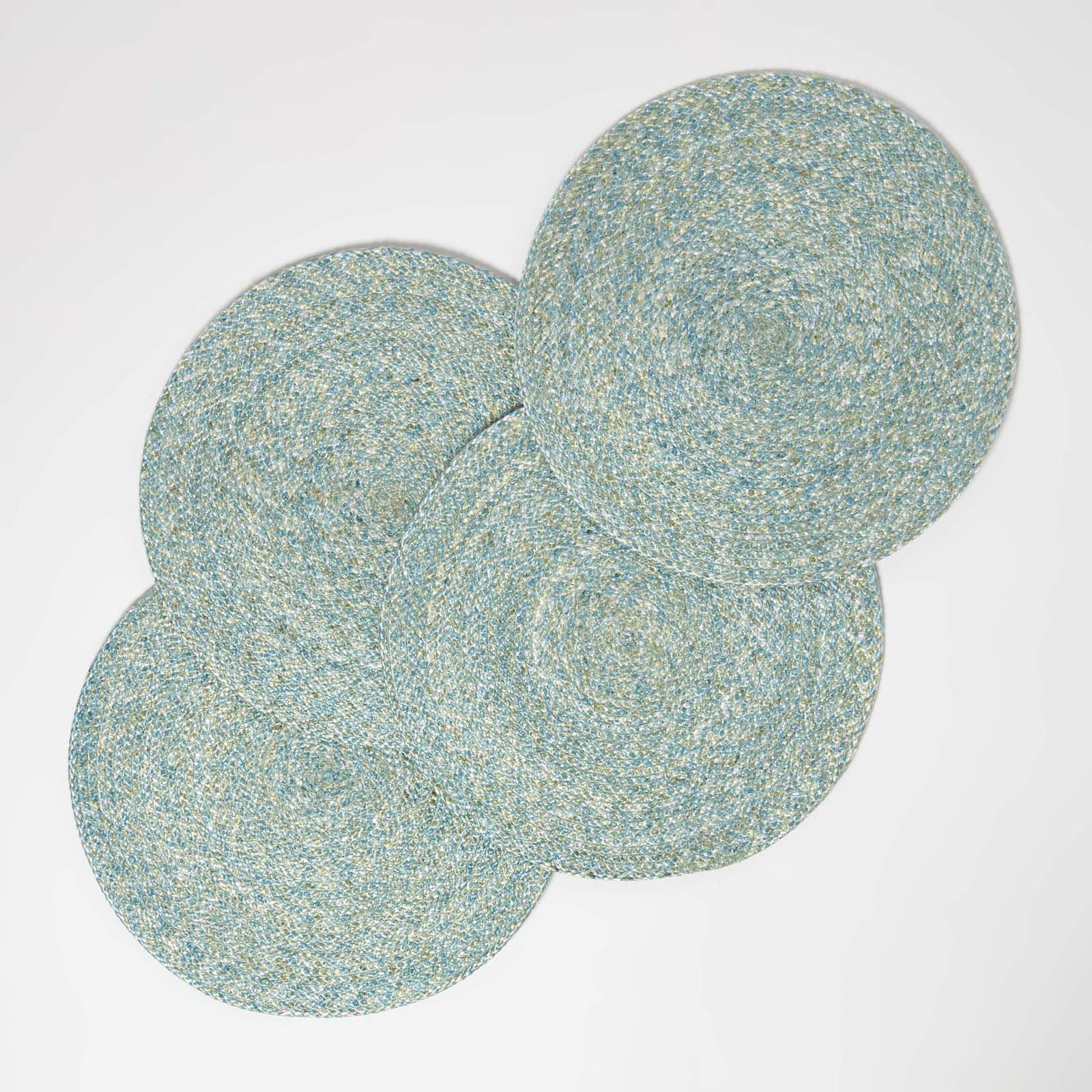 Handwoven Round Placemats Set Of 4 | 40cm | Green