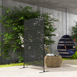 Outsunny Outdoor Privacy Screen, Freestanding Outdoor Divider, Striped Black
