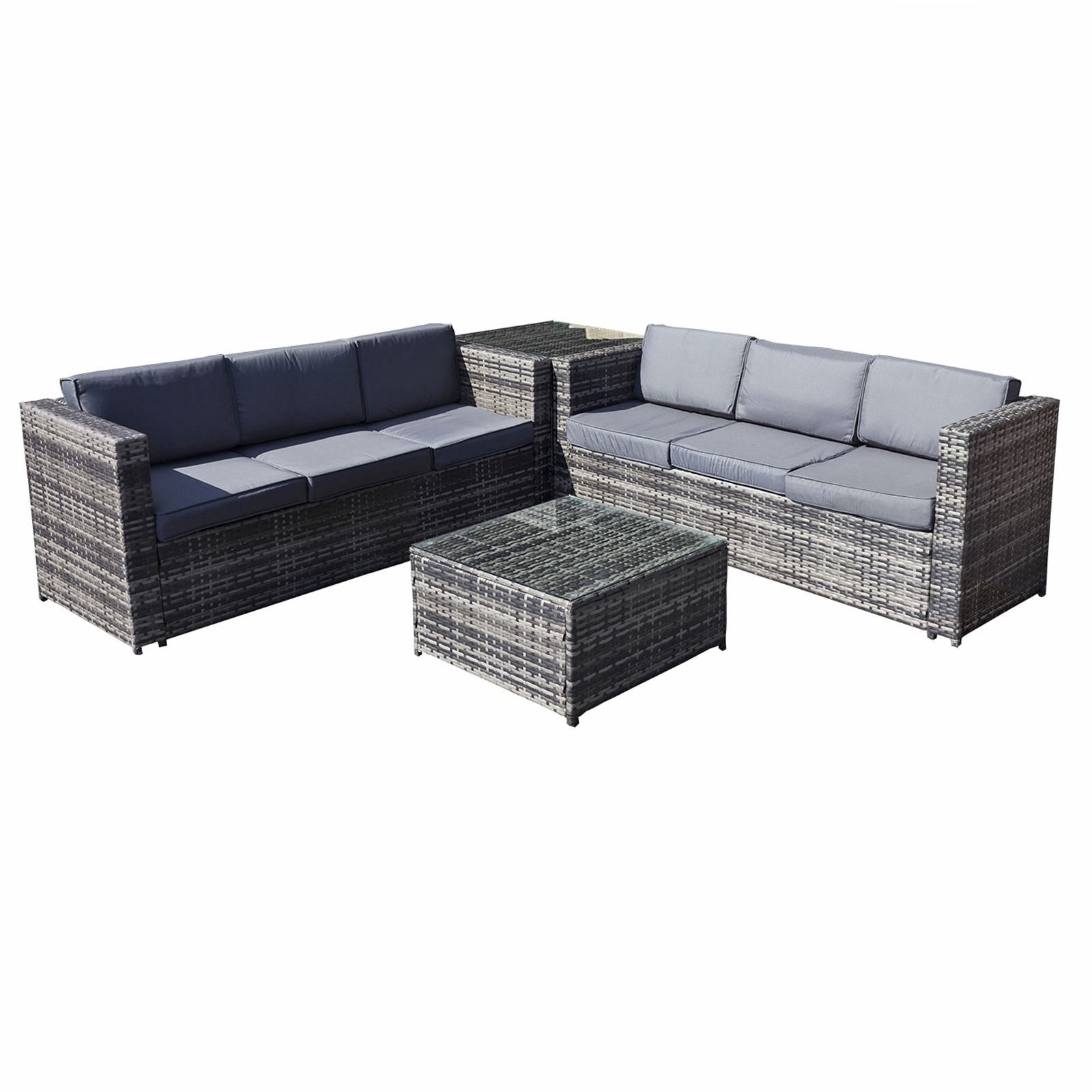 Malta Rattan 6 Seat Corner Set | 6 Seat | Walnut Grey
