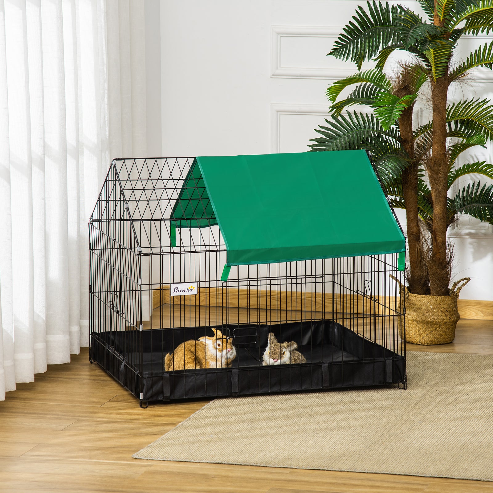 Rabbit Cage Guinea Pig Small Animal Playpen Water Proof Roof 90x75x75 Cm