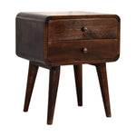 Solid Wood Curved Dark Walnut Bedside