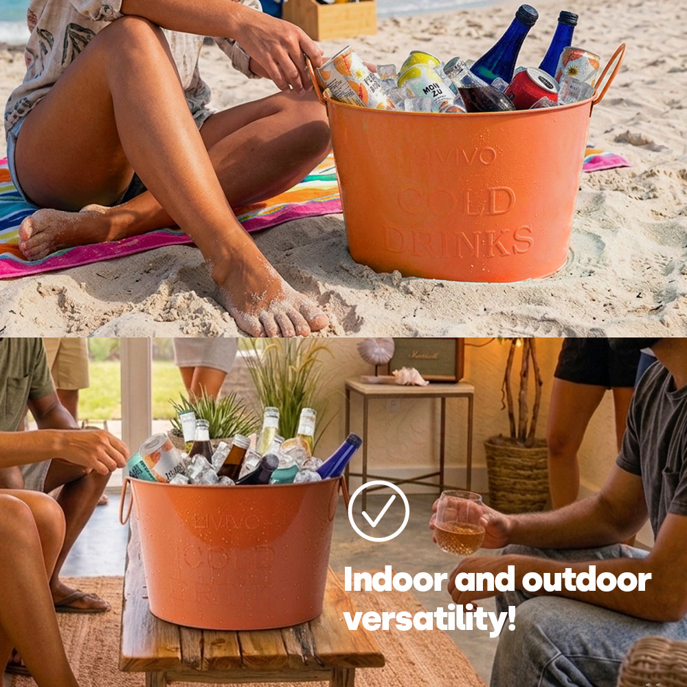 Galvanised Steel Drinks Bucket | Coral