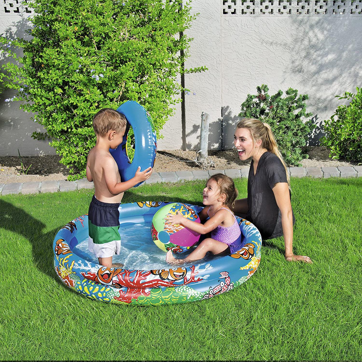 Inflatable Water Friends Kids Paddling Pool With Repair Patch, 122x20 Cm