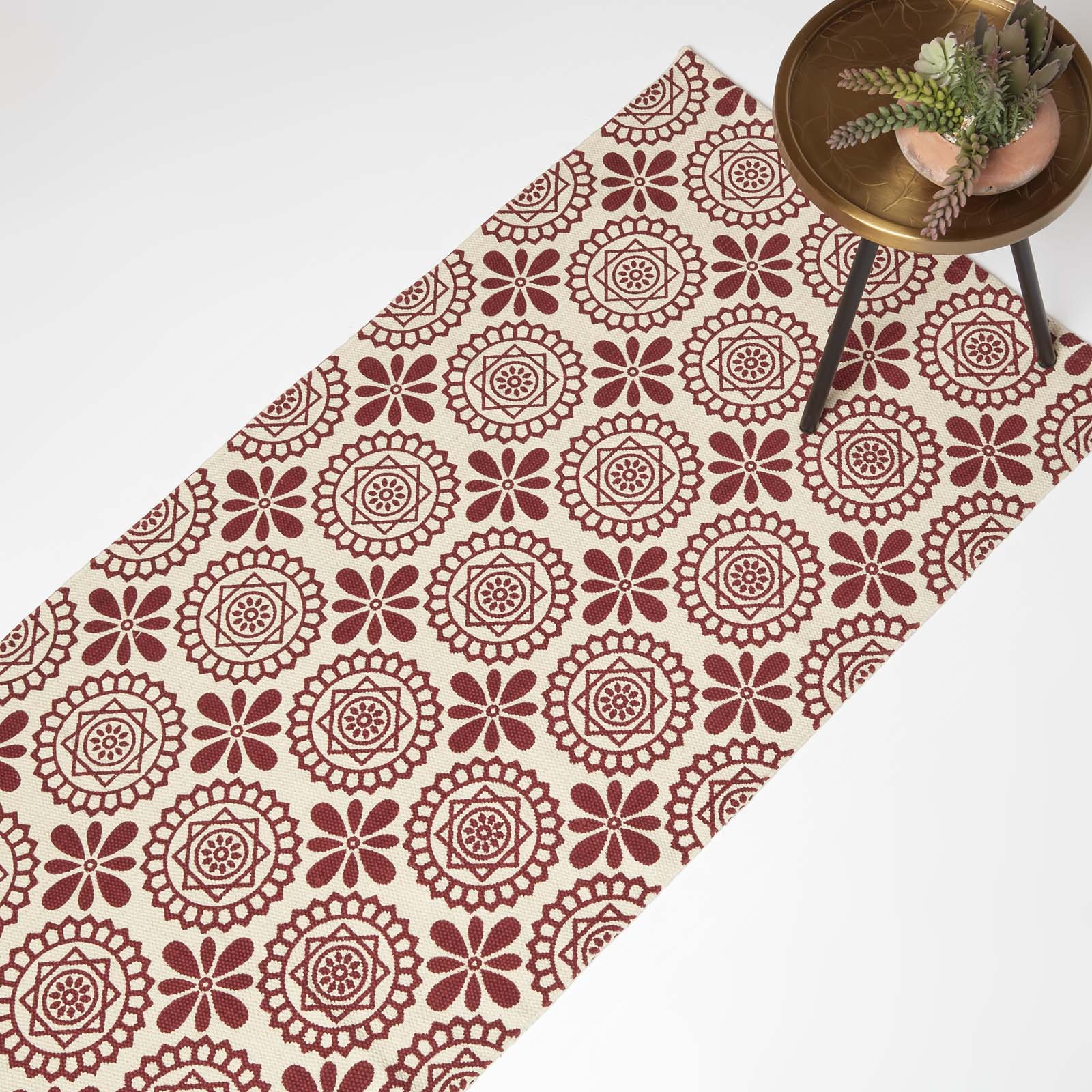 Cassia Red Cotton Geometric Rug | 200cm | Red
