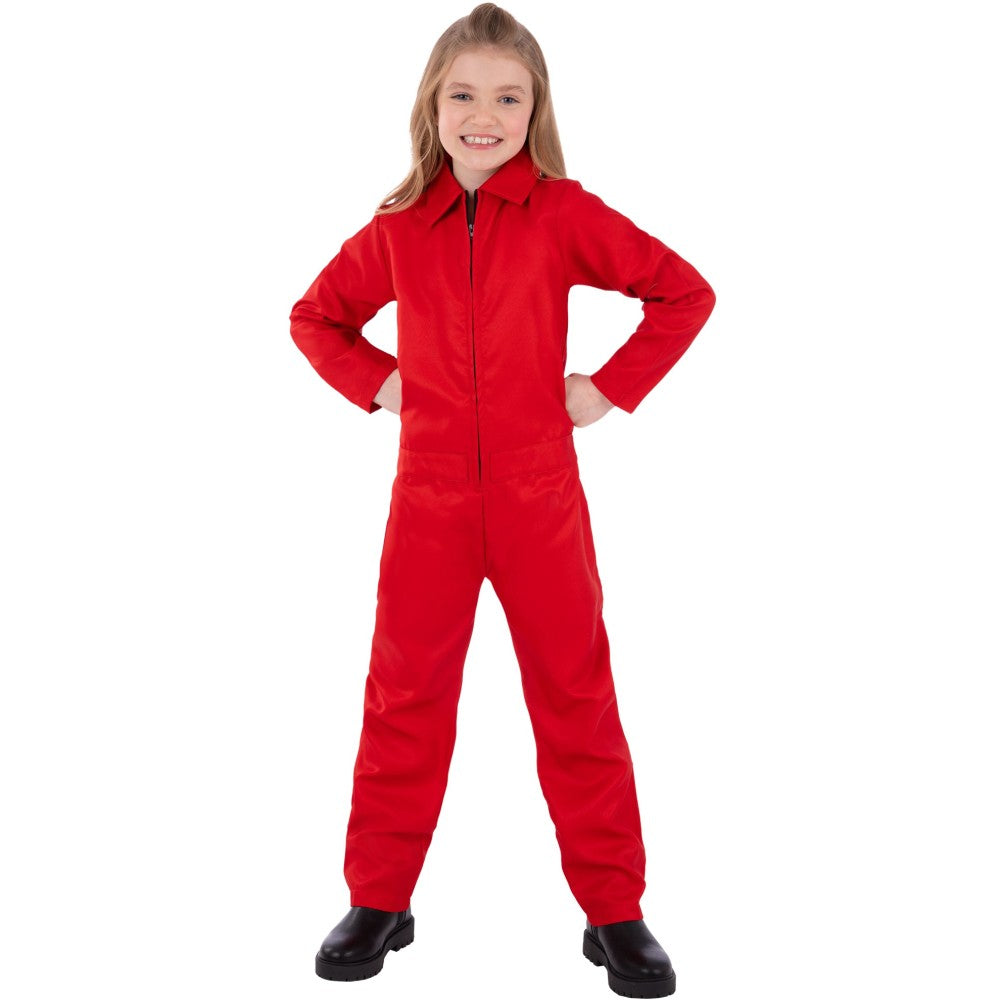 Kids Unisex Red Boiler Suit Costume | Age 7-9
