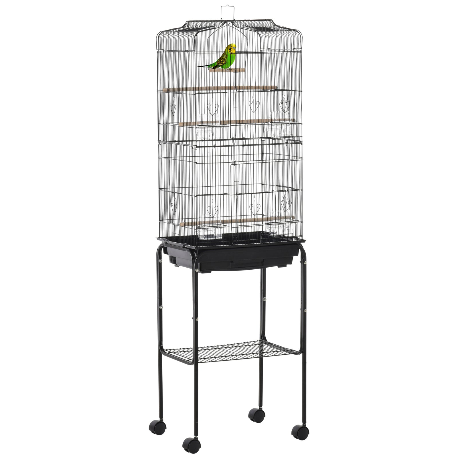 Bird Cage For Budgie Finch Canary Parakeet W/ Stand Sliding Tray | Black