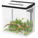 Aquarium 13/28l Glass Fish Tank W/ Filter, Led Lighting, Water Pump | White