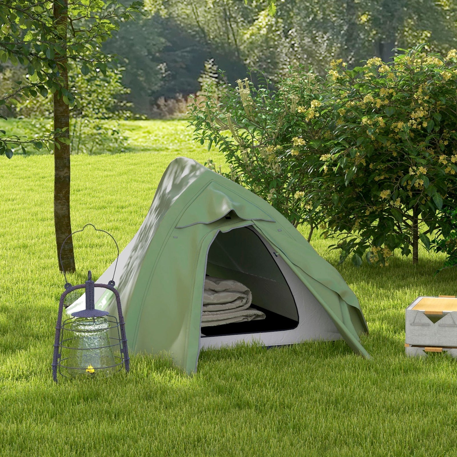Double Layer Camping Tent For 1-2 Man, 2000mm Waterproof | Green