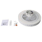 50cm Dia Led Ceiling Fan Light With Remote & App Control, Modern White Wrought Iron Ceiling Light
