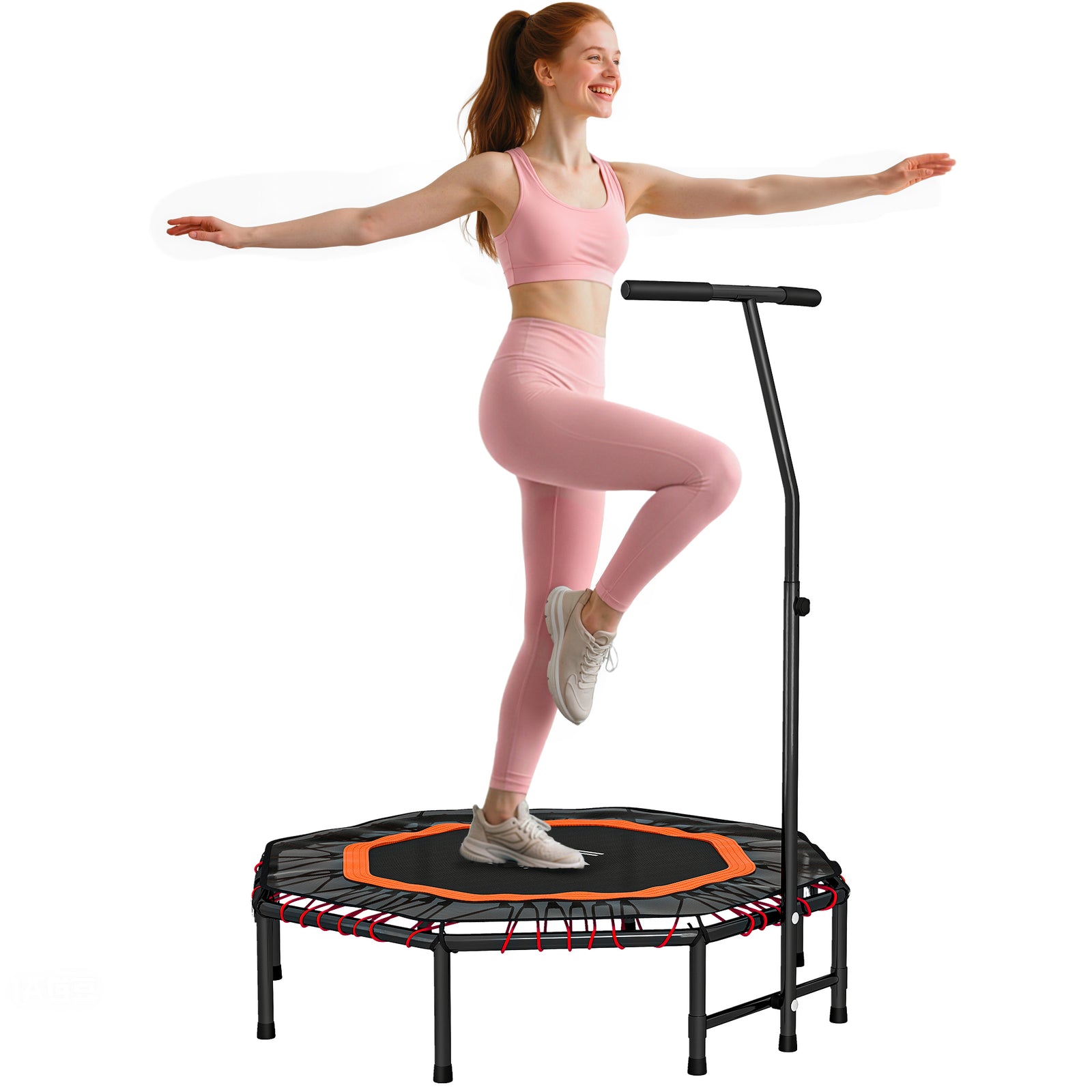Foldable Trampoline W/ Adjust Handle, Max Load 150 Kg | Orange