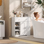 HOMCOM Bathroom Floor Cabinet, Bathroom Cabinet With Drawer And Door, White