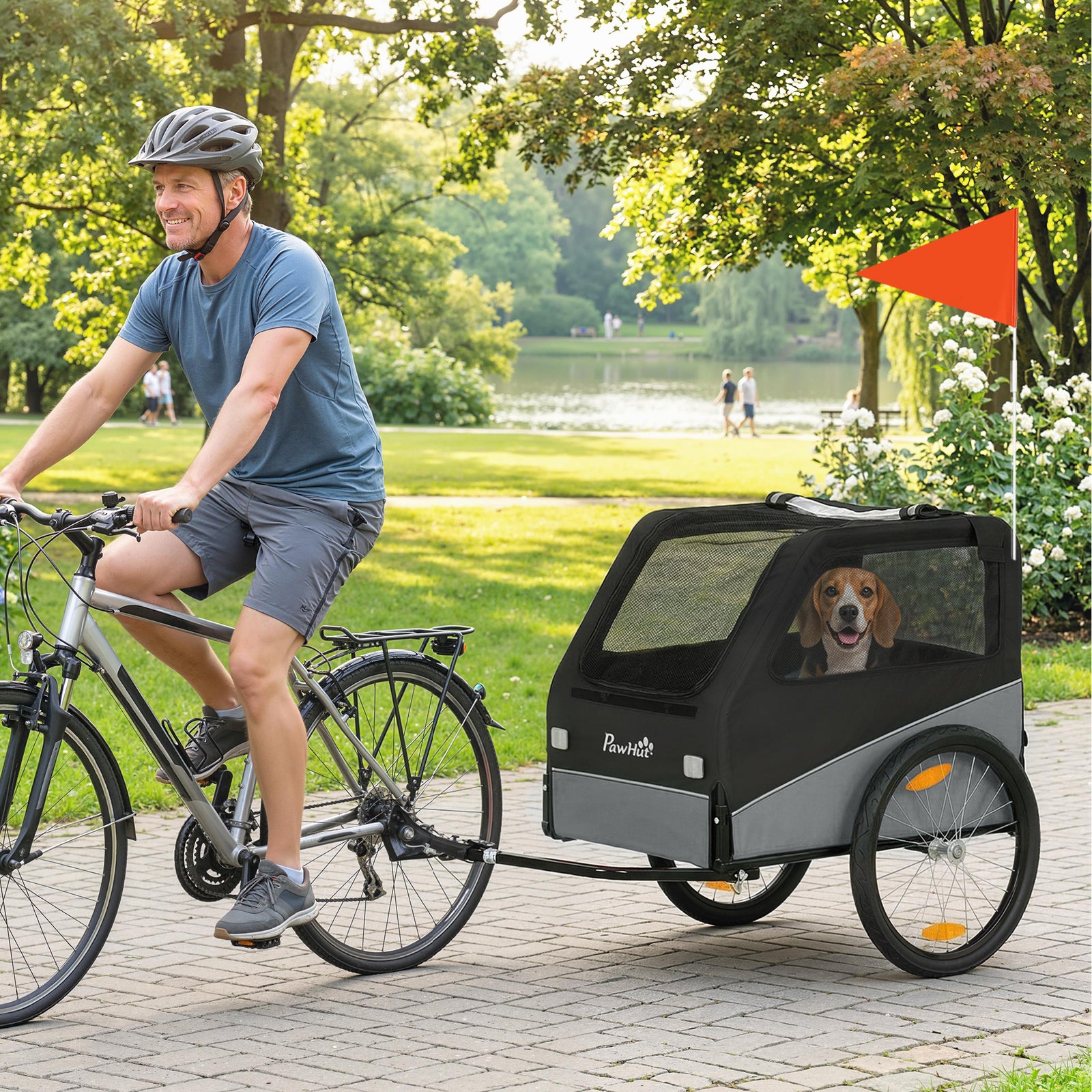 Dog Bike Trailer For Small & Medium Pets With 20" Rubber Wheels | Grey