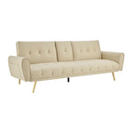 Faux Leather Sofa Bed With Cup Holders - 3 Seater | Cream