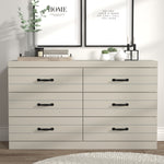 3+3 Drawer Chest - Storage Dresser For Bedroom | Light Grey