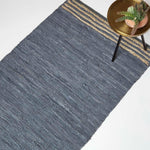 Recycled Leather Handwoven Stripe Rug | 120cm x 180cm | Grey