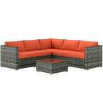 4 Pcs Rattan Outdoor Set Furniture With Sofa Loveseat Table | Orange