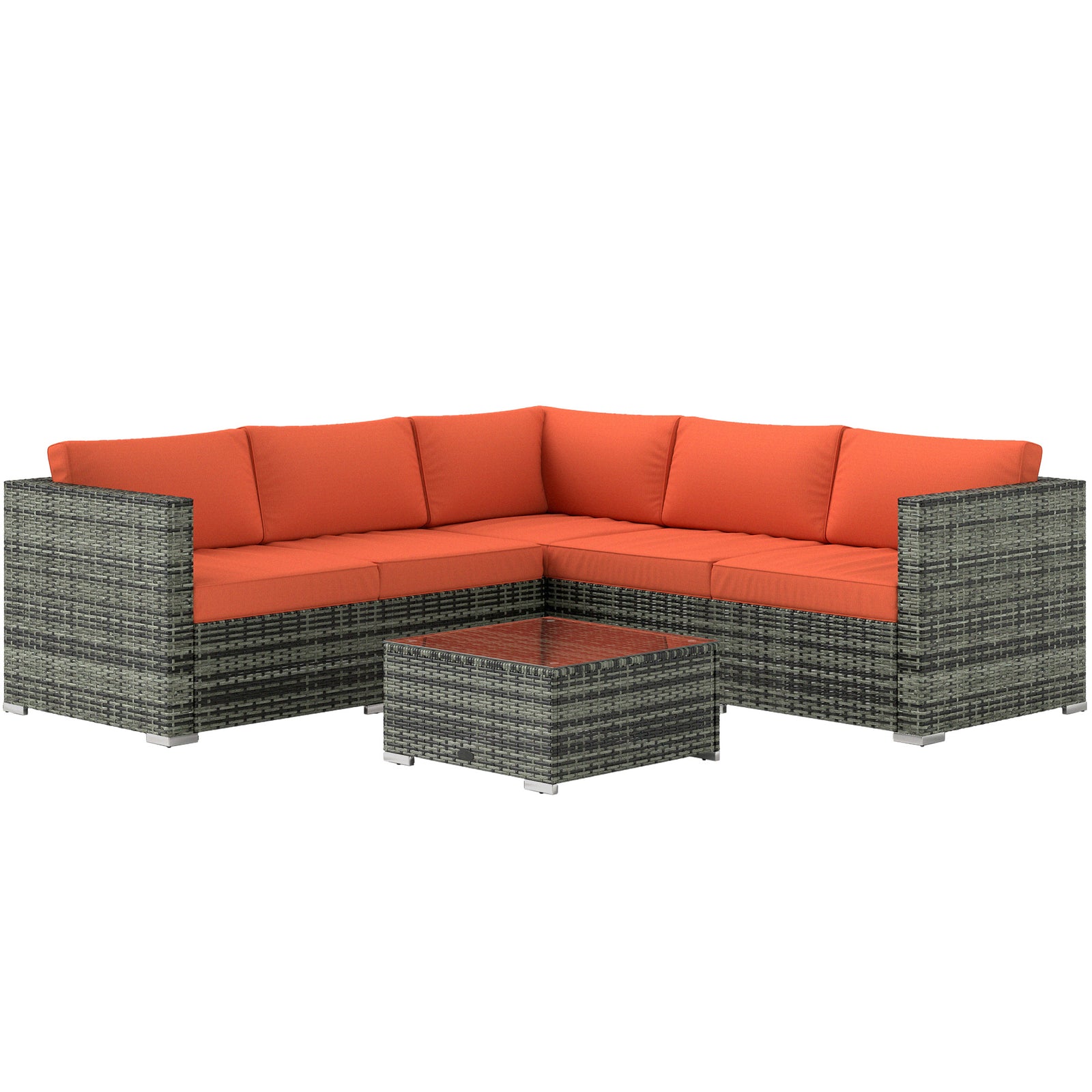 4 Pcs Rattan Outdoor Set Furniture With Sofa Loveseat Table | Orange