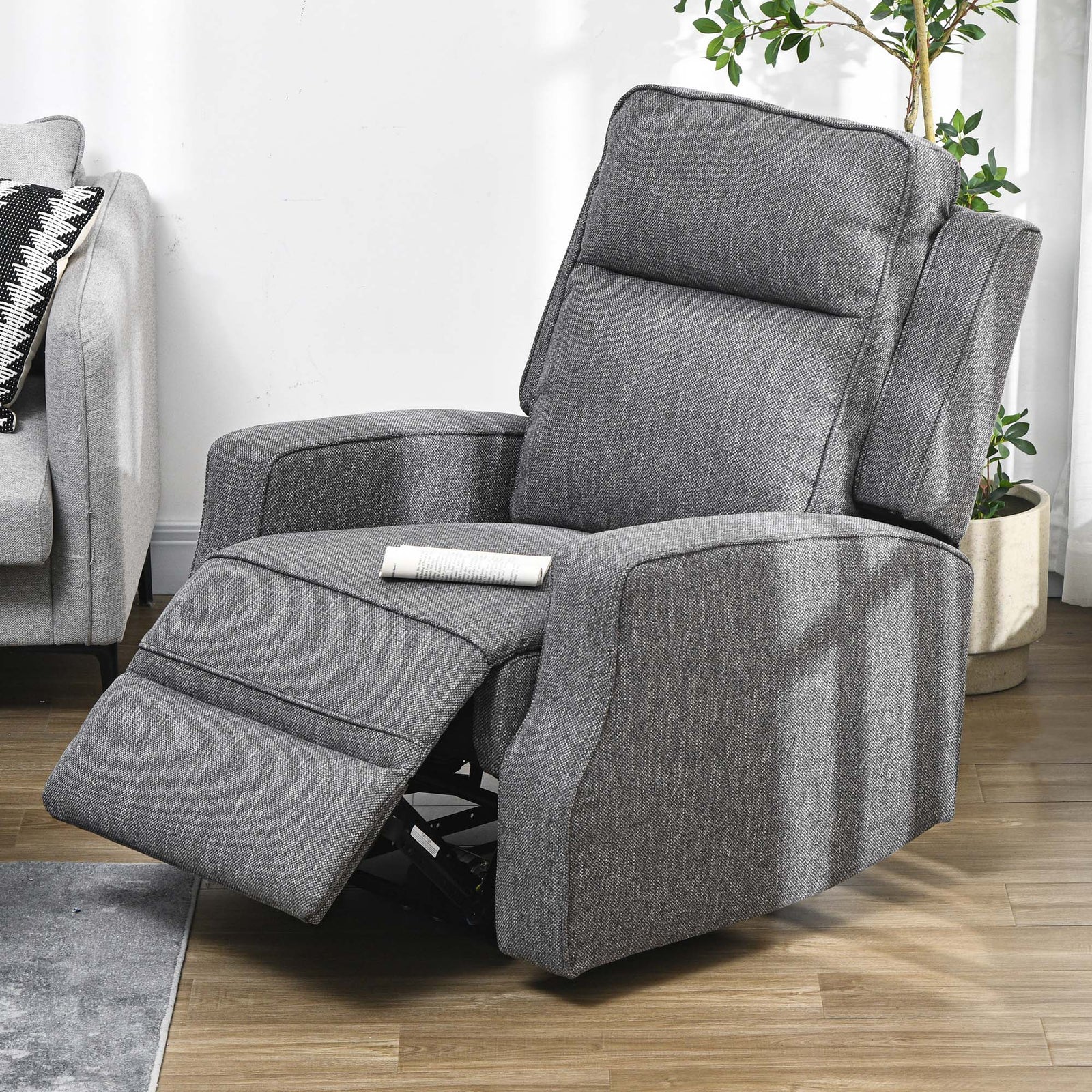 Electric Armchair Fabric Recliner W/ Usb Port | Charcoal Grey
