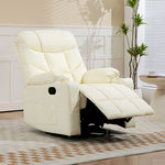 Manual Recliner Chair W/ Footrest Cup Holder | Cream