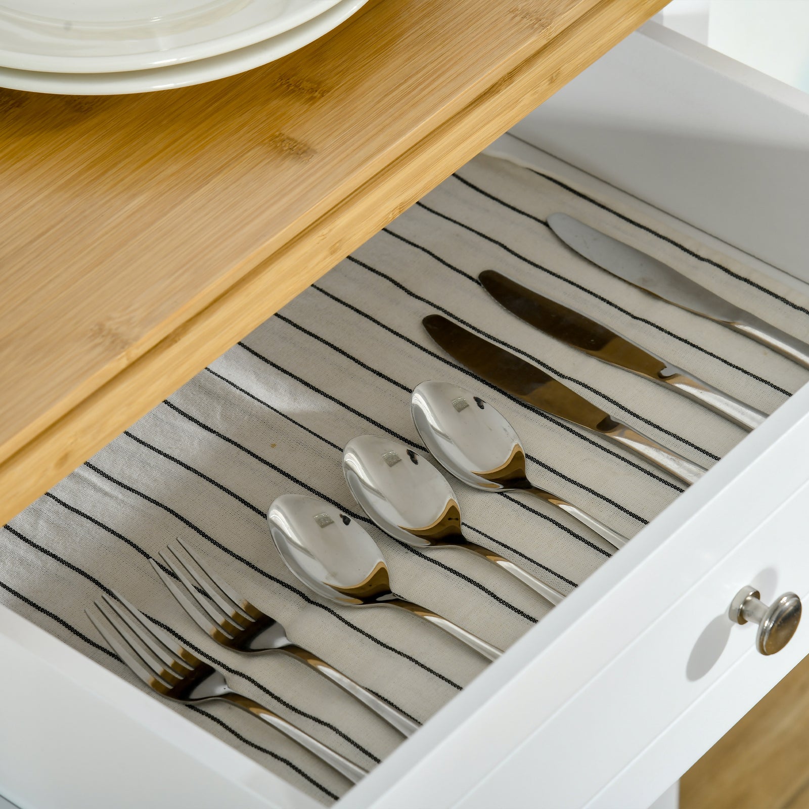 Rolling Cart With Drawer, Towel Rail
