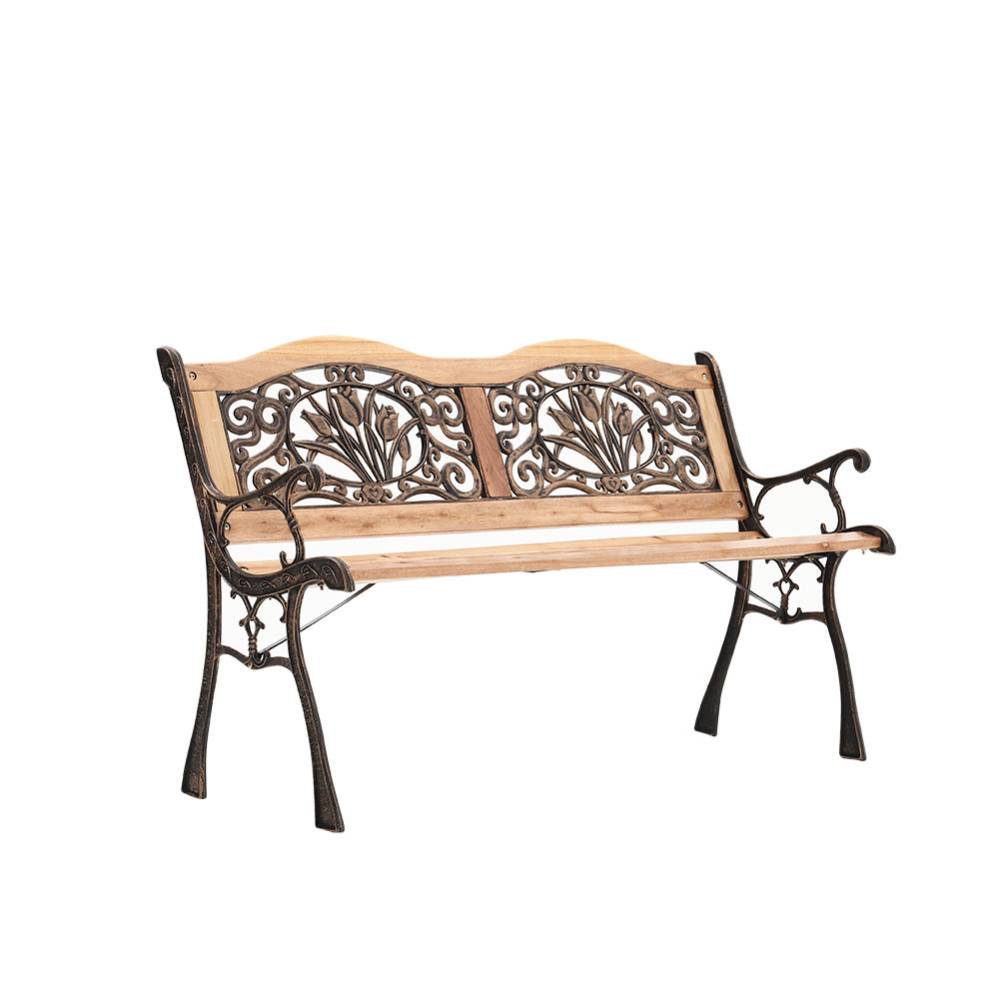Outdoor Garden Metal Wood Bench Outdoor Patio Furniture Bench Chair