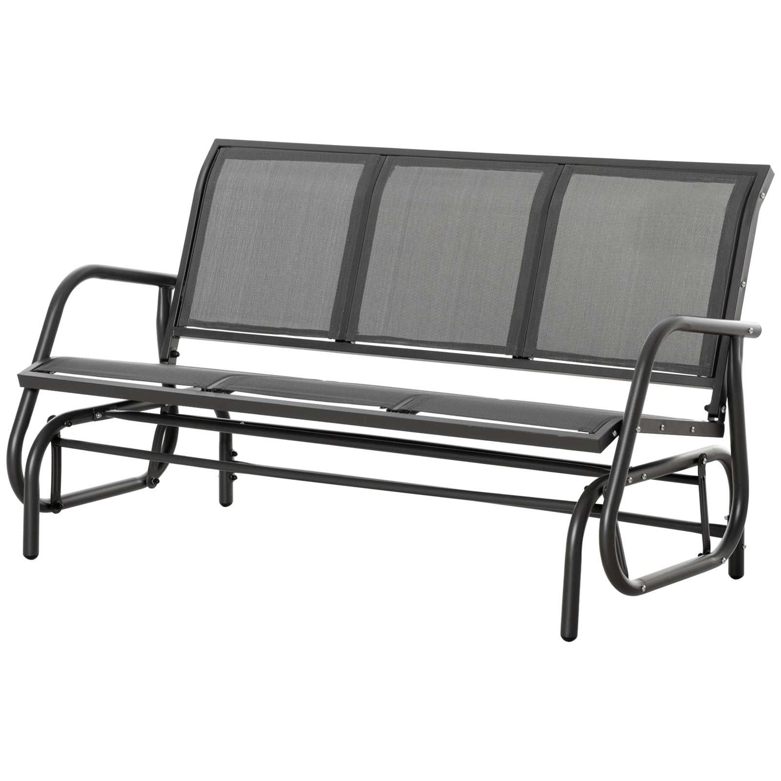 3-seat Glider Rocking Chair For 3 People Garden Bench Grey