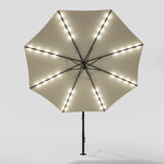 3 M Banana Patio Umbrella Cantilever Garden Parasol With Solar-powered 32 Led Lights, Crank For Opening Closing Without Base | One Size | Beige